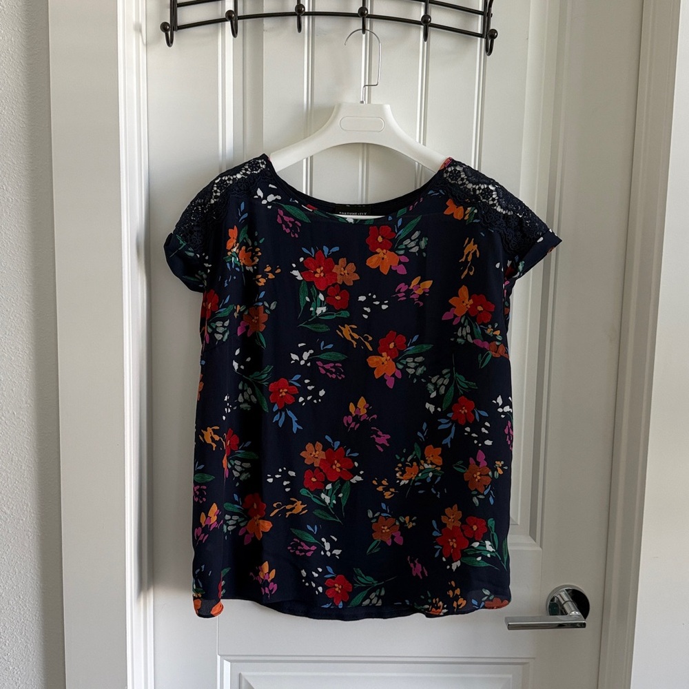 Floral Print Navy Blouse